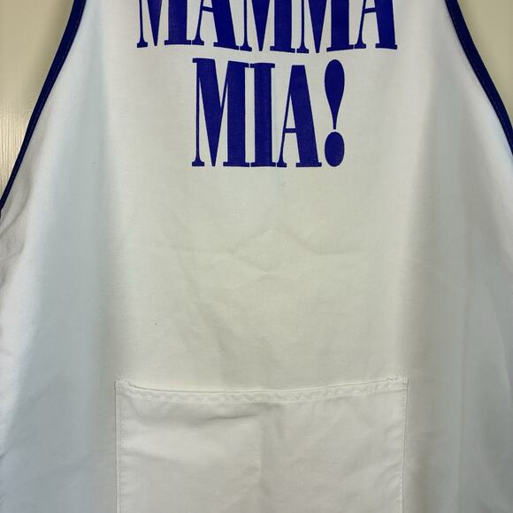 Mamma Mia Kitchen Apron White Musical Souvenir Swag Broadway Cotton Front Pocket - Picture 2 of 3